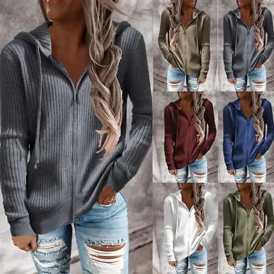 Buy UK Womens Autumn Knitted Jumper Cardigan Thin Hoodies Sweatshirt Outwear Blouse • 11.99£