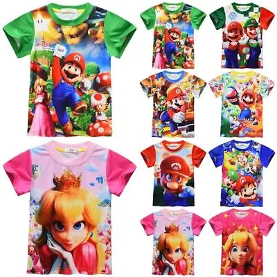 Buy Super Mario Bro 3D Print T-shirt Kids Boys Girls Short Sleeve Tee Shirt Top UK • 8.49£