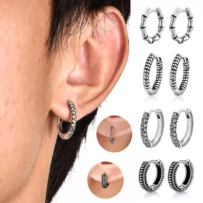 Buy Men's Norse Viking Runes Hoop Earrings,Huggie Hoops Ear Gifts For Him Jewelry • 2.84£
