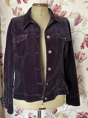 Buy Laura Ashley Aubergine Purple Denim Style Velvet Jacket Size 12-14 • 20£