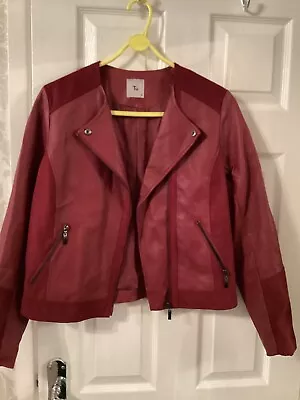 Buy Size 12 Ladies. Red / Wine Faux Leather Jacket. Biker Style. By Tu • 9.99£