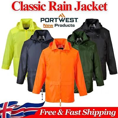 Buy Portwest Classic Rain Jacket Workwear Waterproof Breathable Outdoor Coat-S440 UK • 15.99£