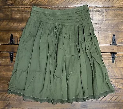 Buy Sundance 100% Cotton Boho Peasant Crinkle Skirt | Olive Green | Size: 6 • 27.47£
