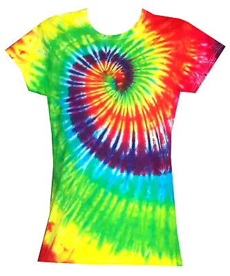 Buy Ladies Tie Dye T Shirt  Bright Rainbow, Hand Dyed In The UK By Sunshine Clothing • 16.75£