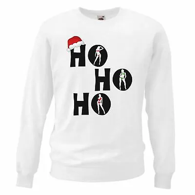 Buy Adults Ho Ho Ho Fun Joke Rude Festive White Unisex Christmas Jumper • 21.95£