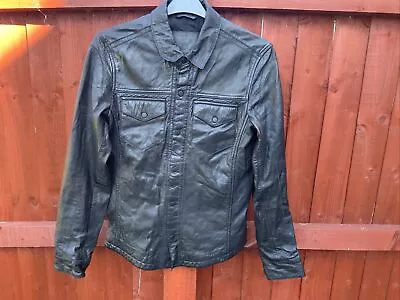 Buy All Saints RAYDON Leather Shirt Jacket SMALL Black Mens Size S • 89.99£
