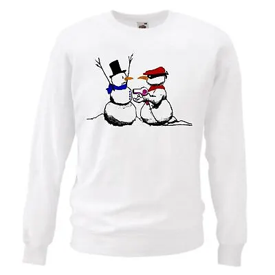 Buy Adults Snowman Robbery Xmas Crook Festive White Unisex Christmas Jumper • 21.95£
