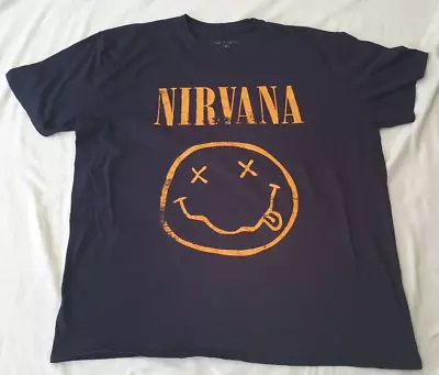 Buy Official Nirvana Classic Smiley Logo T Shirt Size 2xl Xxl Bnwot Rock Grunge • 8£
