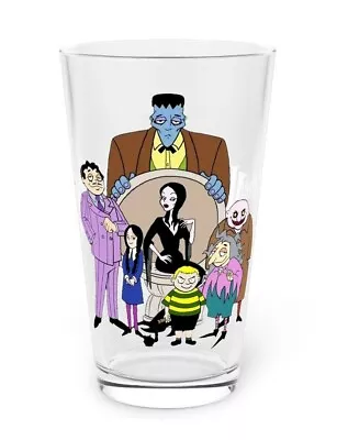 Buy Addams Family Pint Glass, 16oz - Hanna-Barbera Cartoon 1973 - Morticia Wednesday • 21.22£