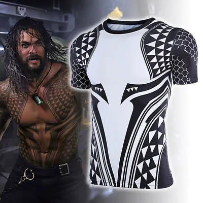 Buy 2018 Movie Aquaman T-Shirts Cosplay Superhero Arthur Curry Cool 3D Mens T-Shirts • 15.60£
