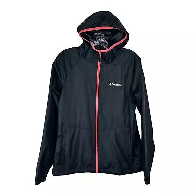Buy Columbia Womens Lightweight Windbreaker Jacket Full Zip Black Pink Size XS • 18.89£