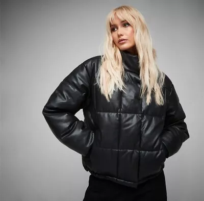 Buy Black Missguided Puffer Jacket UK Size 8 RRP £55 • 19.99£
