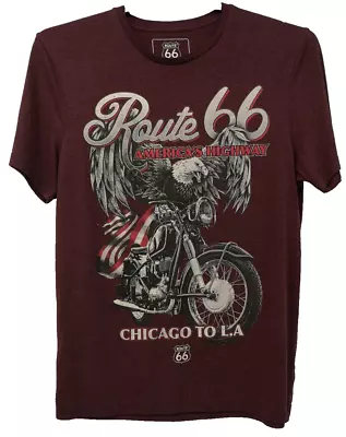 Buy Mens T Shirt Medium Purple Short Sleeved Route 66 Logo Used Condition (EBSK1362) • 1.99£
