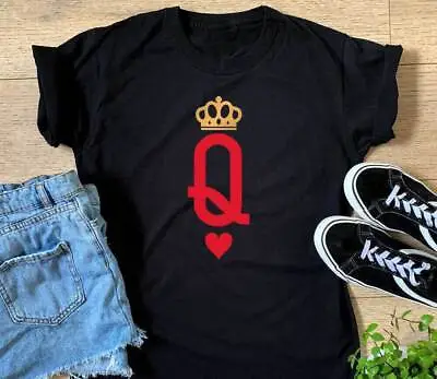 Buy Ladies Queen Playing Card T-shirt Cards Poker Las Vegas Hen Do Party Gift Top • 13.99£