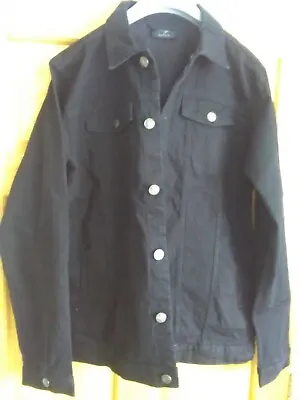 Buy Denim Black Jacket Shirt Shacket Size L Collared Pockets Utility BN Vintage • 16.99£