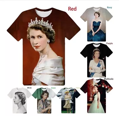 Buy Her Majesty Queen Elizabeth 3D Print Women Men Short Sleeve T-shirt Tops Casual • 10.79£