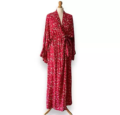 Buy Ghost M & S Summer Dressing Robe Gown Raspberry Red Floral Size M NEW • 37.99£