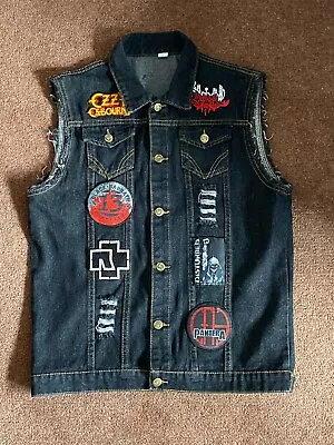 Buy Heavy Metal Mens Jean Jacket Vest With Patches Slipknot Dethklok Pantera + More • 9.50£