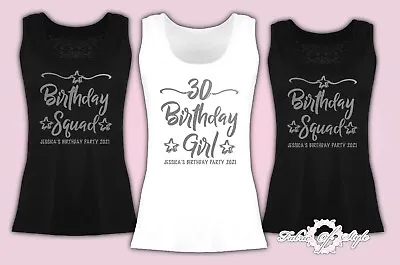 Buy Personalised Vest Tank Birthday Girl 18th 21st 30th 40th  T-shirt Female Silver • 10.95£