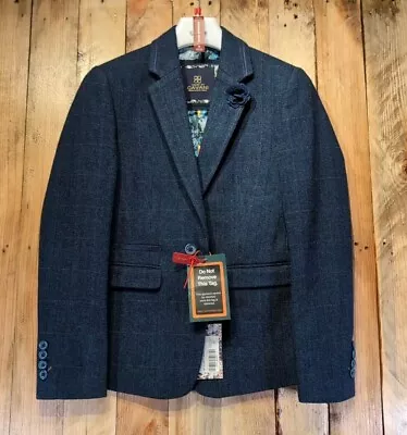 Buy House Of Cavani Women Tweed Blazer Carnegie Jacket Navy Blue UK Size 8 BNWT • 94.95£