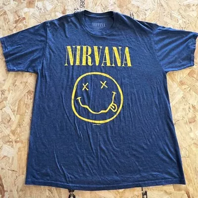 Buy Nirvana T Shirt Extra Large XL Blue Mens Graphic Band Music • 8.99£
