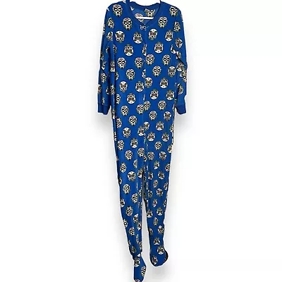 Buy Jammers USA Sugar Skull One Piece Pajama Footed Womens Large Juniors Blue Fleece • 14.99£