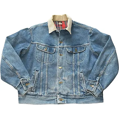 Buy Vintage Lee Rider Blanket Lined Denim Jacket Mens Large Blue Made In USA *Flaws* • 79.99£