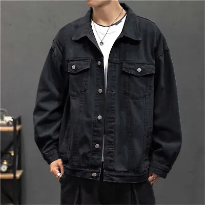 Buy Men's Casual Distressed Denim Jacket Button Down Denim Jacket Trucker Jean Coat • 64.79£