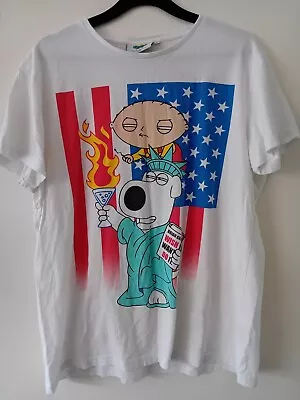 Buy Official Family Guy T-shirt - Stewie & Brian As Lady Liberty - White, Size Large • 10.95£