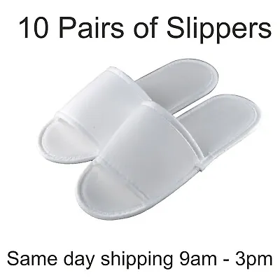 Buy 10 Pairs SPA HOTEL GUEST SLIPPERS OPEN TOE TOWELING DISPOSABLE TERRY STYLE NEW* • 5.79£