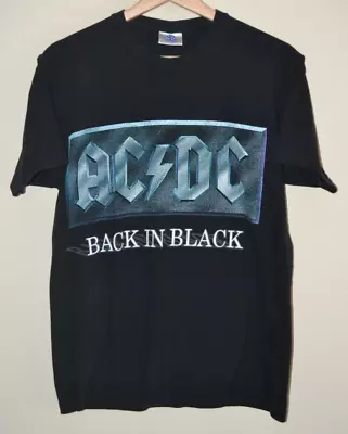 Buy Mens AC/DC Back In Black Starworld Black T-Shirt Size Small • 11.64£
