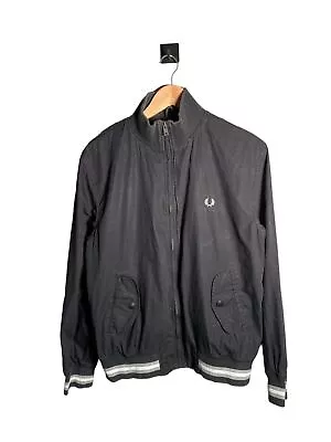 Buy Fred Perry Harrington Jacket Mens Size M Black Bomber Full Zip Embroidered Logo • 32.99£