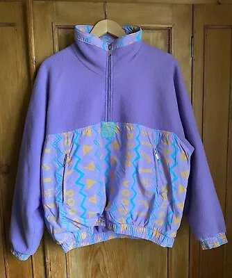Buy VOODOO Vintage Hippie Tribal Reversible Pattern Fleece Nylon Windbreaker Jacket • 59£