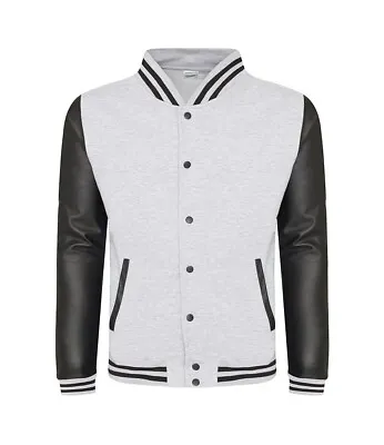 Buy New Mens AWDis JH042 Letterman Jacket. Heather Grey/Black M. • 12.99£
