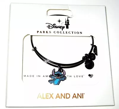 Buy Disney ALEX AND ANI Stitch Black Tone Gunmetal Silver Bangle Bracelet NEW! • 45.42£