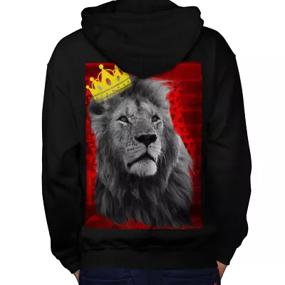 Buy Wellcoda Royal Lion Kingdom Mens Hoodie, Cat Crown Design On The Jumpers Back • 25.99£