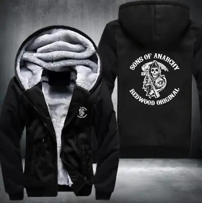 Buy Winter Sons Of Anarchy Men's Casual Hooded Zip Jacket Coat Warm Baseball Jacket  • 8.60£
