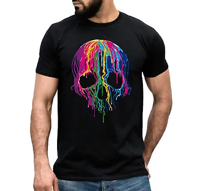 Buy Dripping Skull Biker Isle Mens Kids T Shirt Tatto Melting Bike Rider Gift Tee • 7.99£
