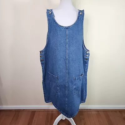 Buy Vintage 90s Arizona Denim Jumper Overall Skirt Dress Womens Plus Size 24W Pocket • 24.42£