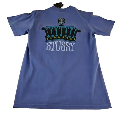 Buy Stüssy The Crown Pig Dyed Tee Size Small Blue • 35£