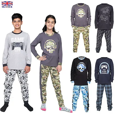 Buy Kids Unisex Boys Girls Game Control Skull Print Pyjamas Top Bottom Cotton PJ Set • 11.99£