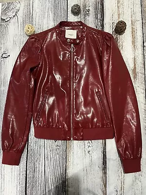 Buy Mango Ladies Red Faux Leather Jacket UK Size S  • 69.99£