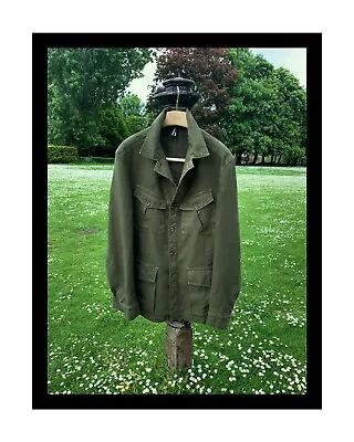 Buy A Brilliant Drake's 'Games Tunic' Field Jacket In An Olive Green Linen Cloth • 249.99£