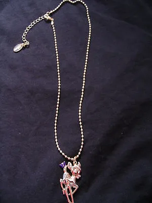 Buy Disney Bambi  Necklace With Purple Diamante Butterfly Silver Or Gold Brand New • 13.49£