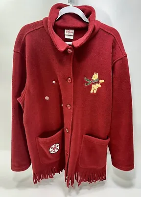 Buy The Disney Store WINNIE THE POOH Snowflake Fleece Fringe Sweater SIZE XLarge • 28.95£