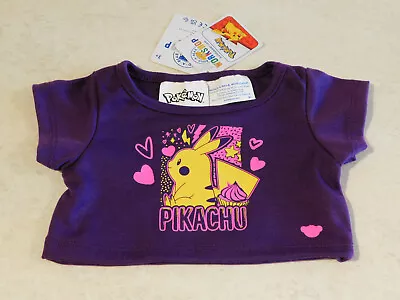 Buy Build A Bear Clothes Pokemon Pikachu Valentines Purple Heart Tshirt BNWT • 10.99£
