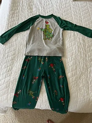 Buy Dr Seuss Grinch Stole Christmas Flannel Pajamas Set 2 Piece Boy Child EUC Size 8 • 8.69£
