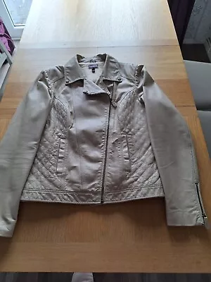 Buy Long Tall Sally Leather Jacket,size 18,worn Just A Few Times, Cream,lovely Cond • 25£