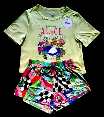 Buy Alice In Wonderland Ladies Top & Shorts Pyjama Set Pj's Bnwt Primark Licensed • 20.95£