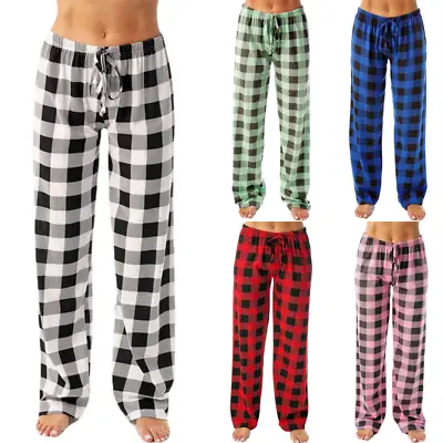 Buy Womens Lounge Pants Plaid Check Pyjama Bottoms Drawstring Sleepwear Nightwear Uk • 10.29£